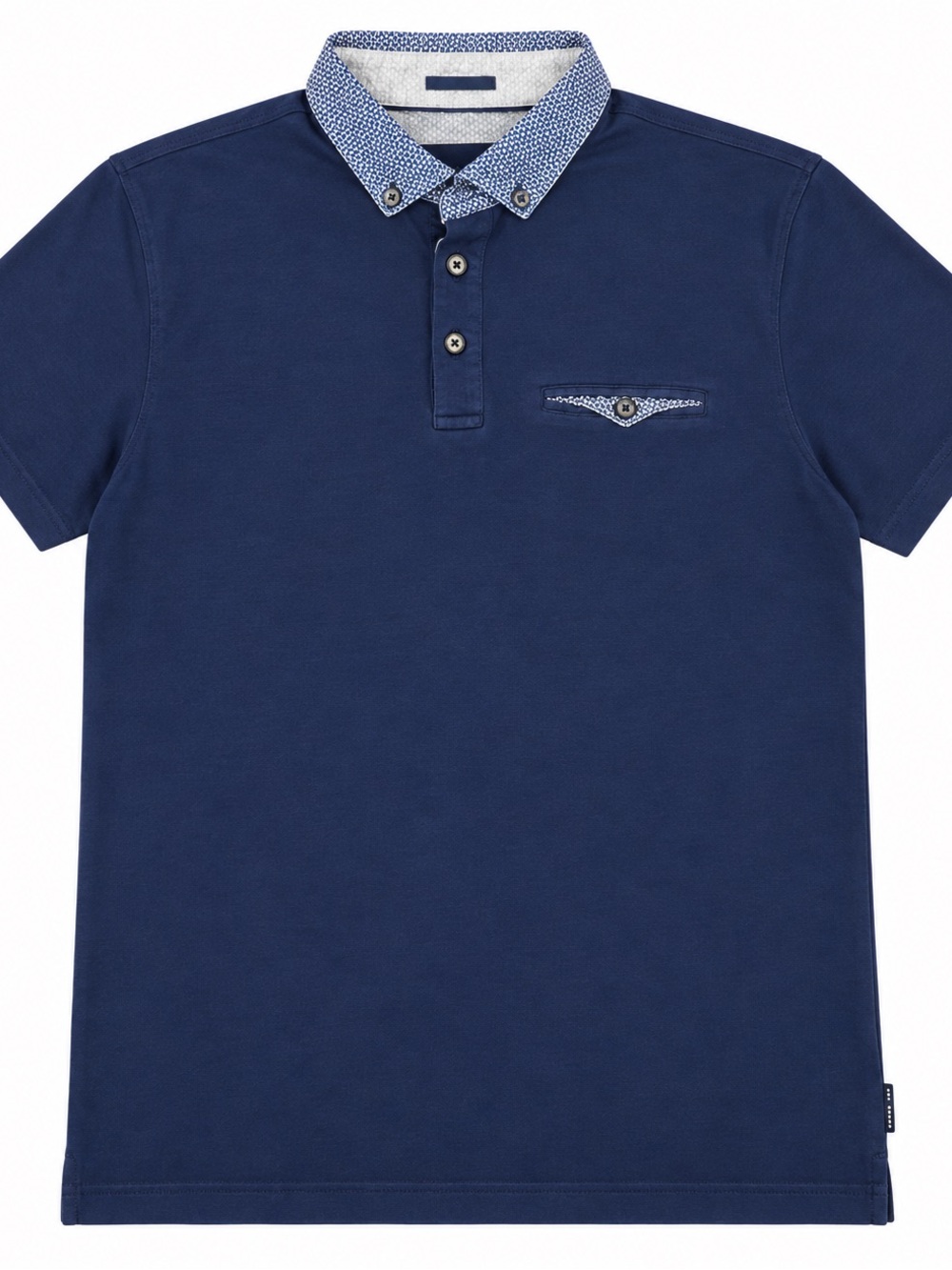 Ted Baker Navy Polo with Patterned Light Blue Collar